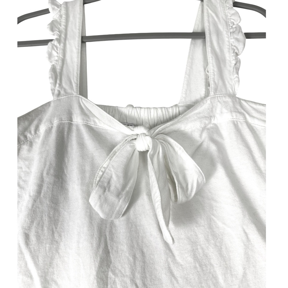 J.Crew Tank Top Women's Large White Bow Front‎ Ruffle Coquette Cottagecore Boho - Picture 2 of 6